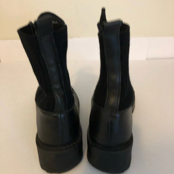 Steve Madden Black Veeta Combat Boots Women's Size 10 Leather Knit Chunky - Picture 6 of 8